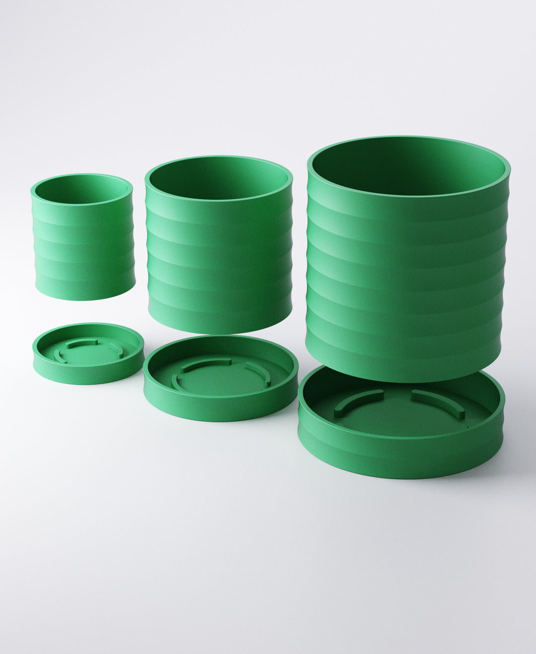 Ripple Planter Set of 3 with Drip Trays – Flowing Sculptural Indoor Plant Pots | Modern Design Harmony