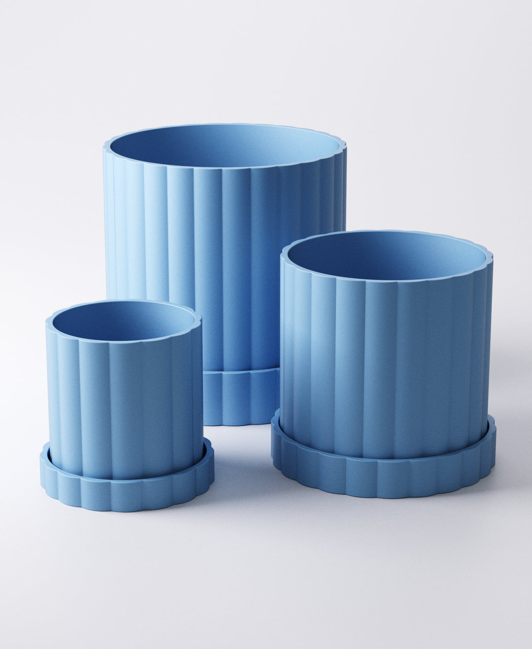Arco Planter Medium – Ridged Pot with Drip Tray | Modern 11 × 11 × 11 cm Indoor Plant Pot
