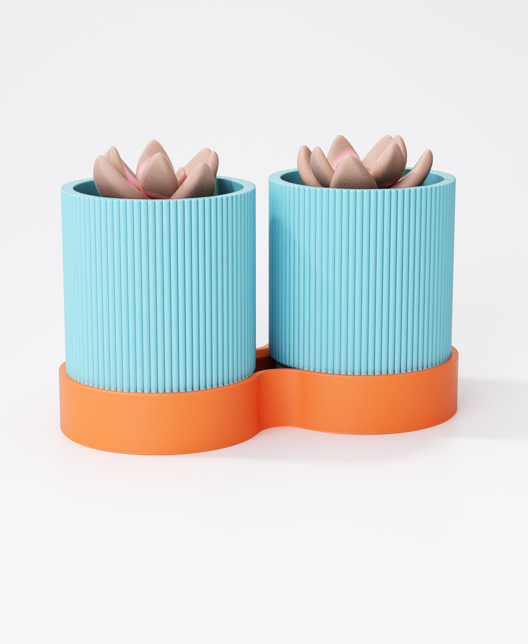 Gemini Duo Planter with Drip Tray – Minimalist Twin Indoor Plant Pots | Modern Double Design
