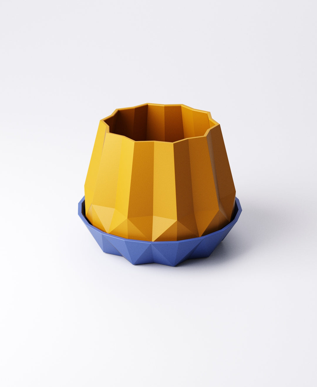 Crown Planter with Drip Tray – Bold Faceted Indoor Plant Pot | Statement Modern Accent