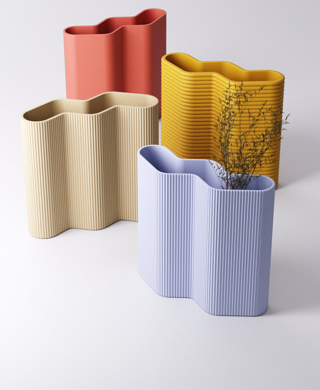 Zigzag Vase – Wave Texture | 16×5.5×15 cm | Dried Flowers