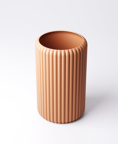Fluted Vase – Ribbed Cylinder | Small 11×11×11 cm or Large 11×11×18 cm or Set of 2