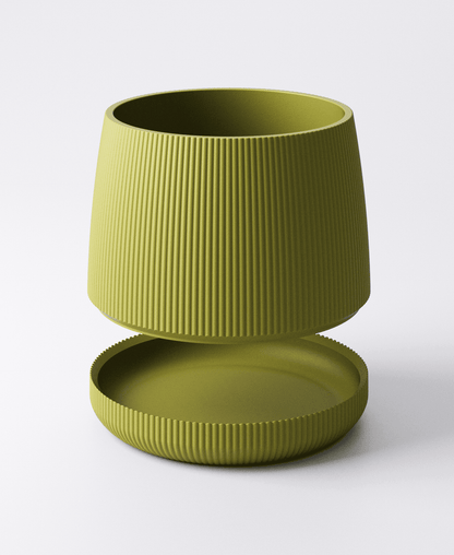 Ridged Planter with Drip Tray 8 x 8x 8cm