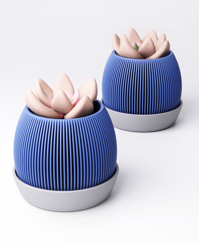 Fin Planter Type 2 with Drip Tray | 10 x 10 x 8 cm