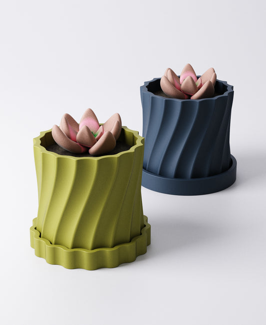 Twist Planter with Drip Tray
