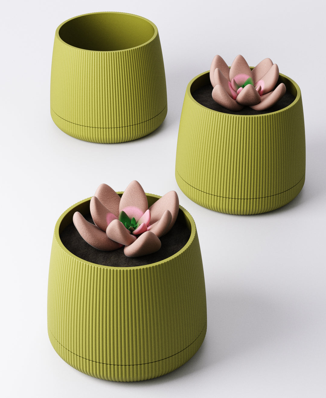 Ridged Planter with Drip Tray 8 x 8x 8cm