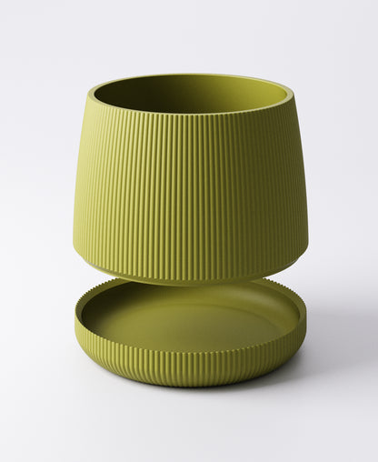 Ridged Planter with Drip Tray 8 x 8x 8cm