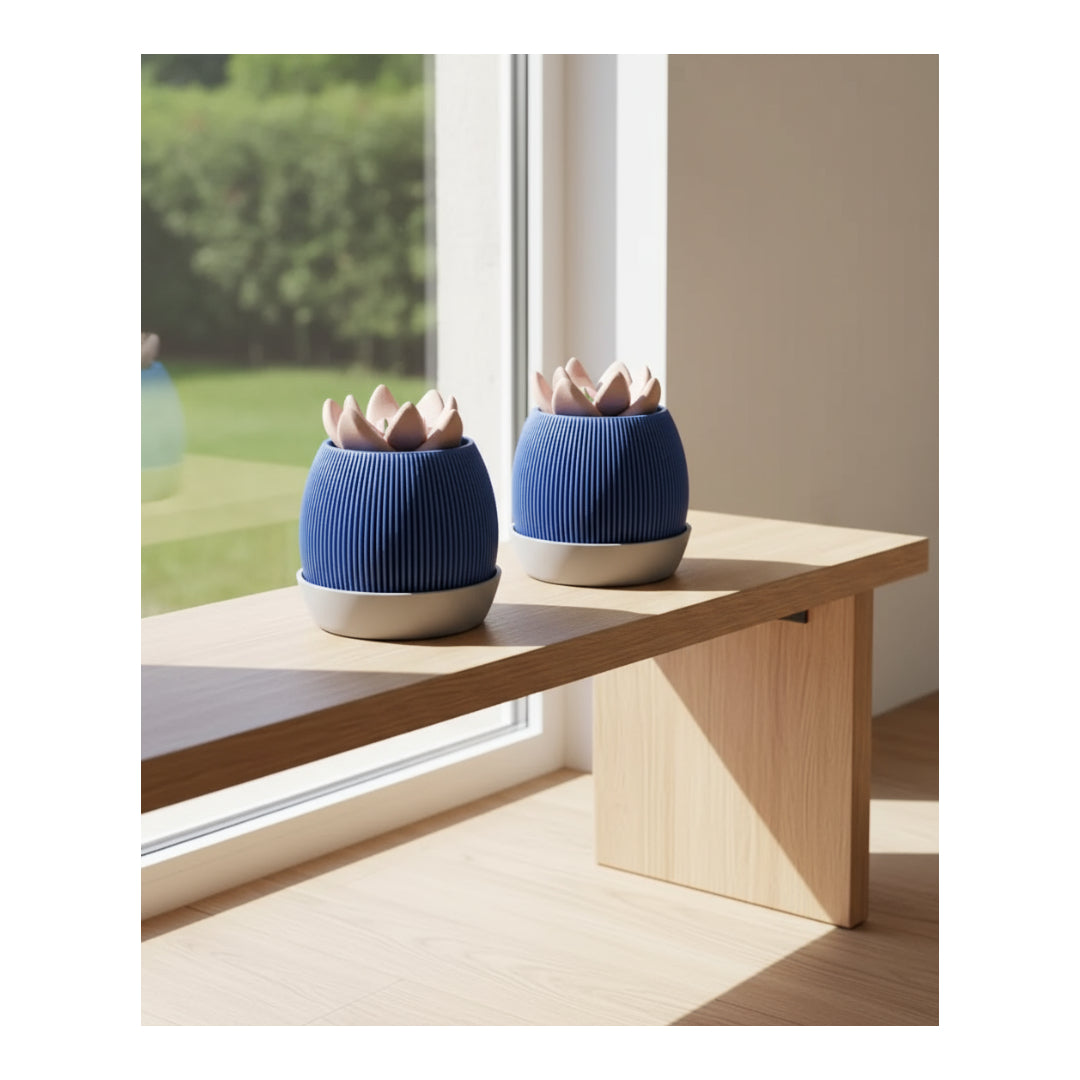 Fin Planter Type 2 with Drip Tray | 10 x 10 x 8 cm