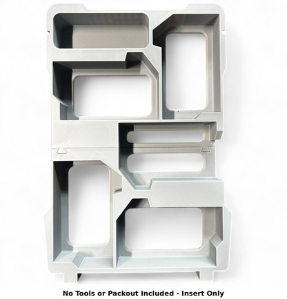Insert only for Milwaukee Packout 48228435, designed for 5x M18B5 batteries. Heavy-duty construction in durable PETG material.