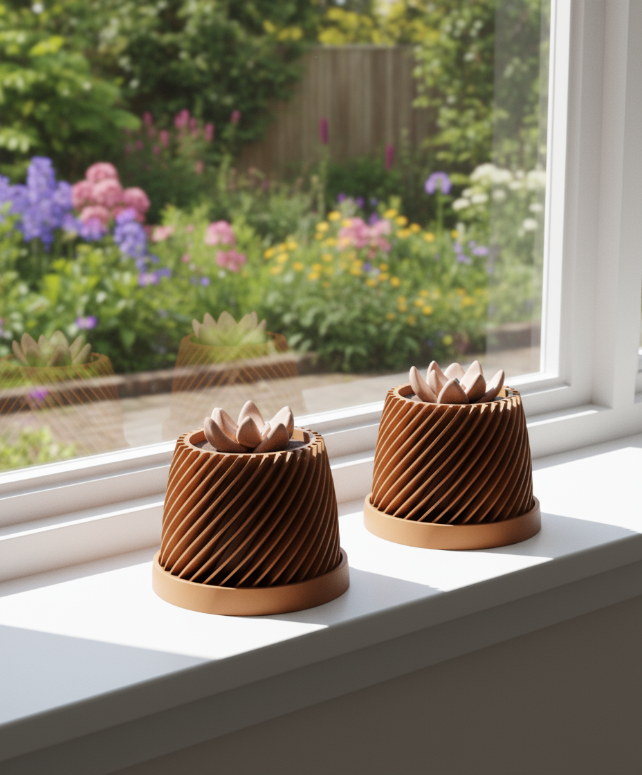 Fin Planter Type 1 with Drip Tray | 10 x 10 x 8 cm