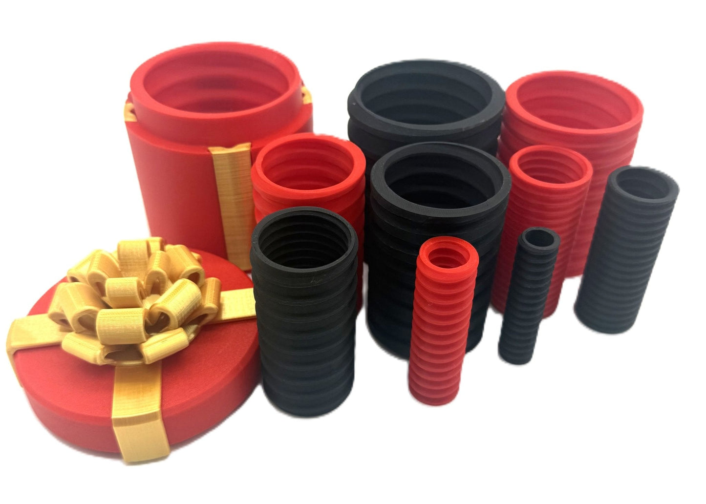 Annoying Gift Box Prank Set showcasing red and black nested boxes, an entertaining gag gift box for surprising friends and family.