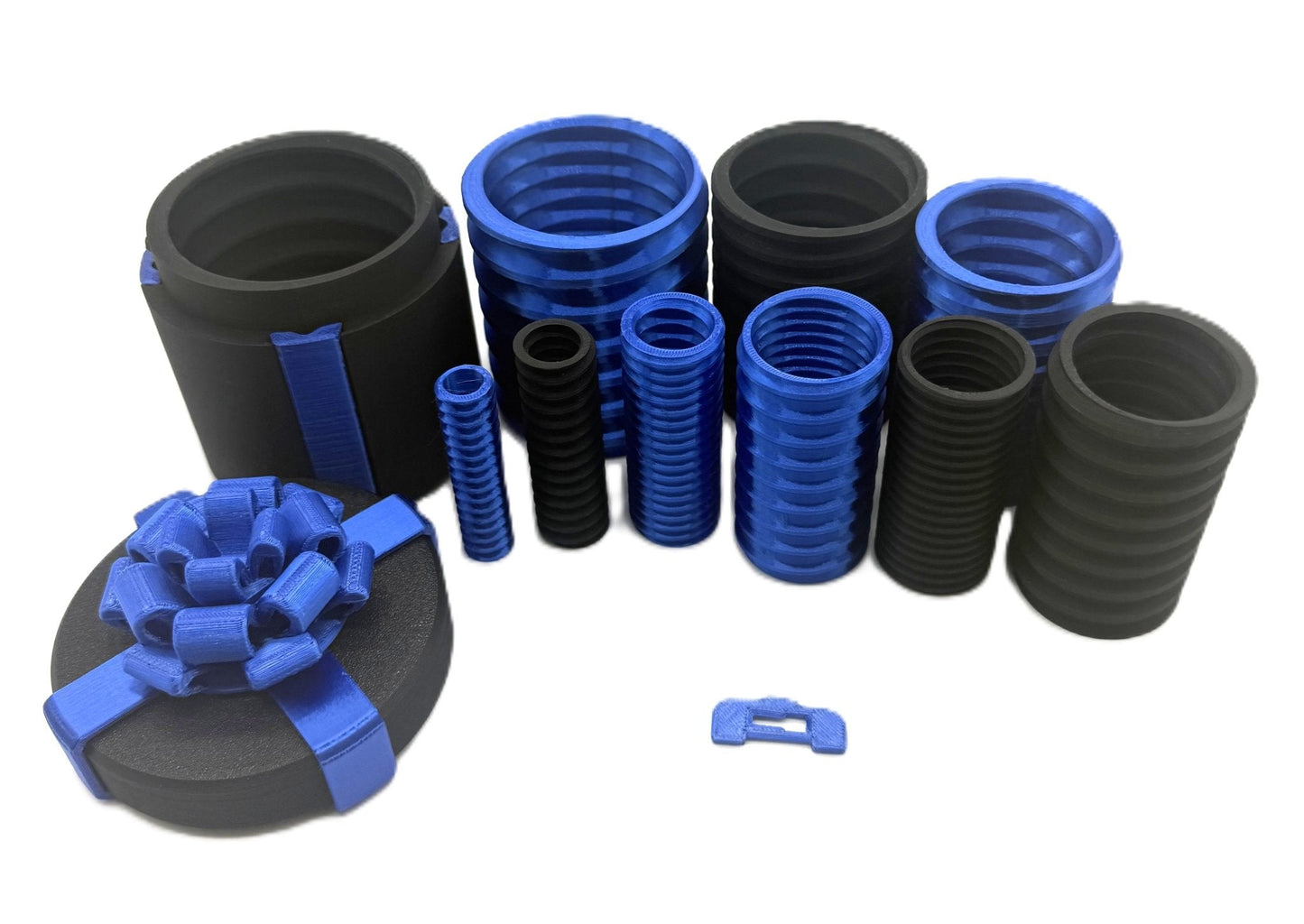 Annoying Gift Box Prank Set with black and blue nested boxes, perfect for a fun and frustrating gift unwrapping challenge.