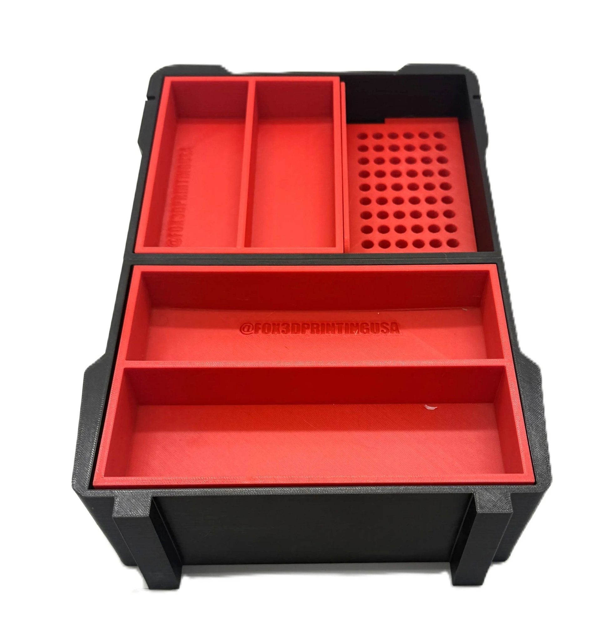 Hex and Drill Bits Insert for Milwaukee Packout model 48228435 featuring a layout of slots and compartments for efficient organization of tools like drill bits and ratchets.