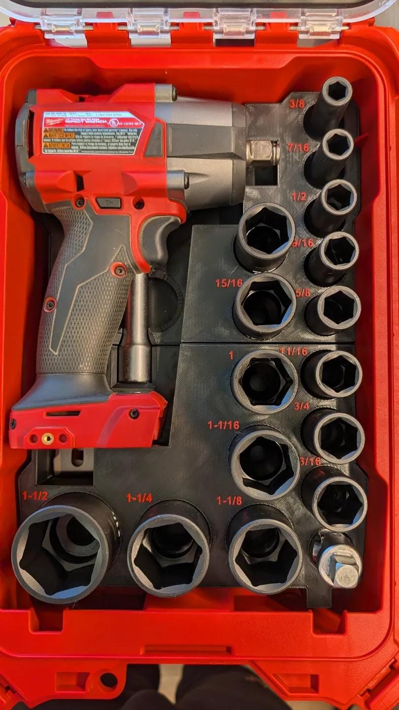 Milwaukee Packout Insert to suit 1/2" Mid-Torque Impact Wrench & SAE Sockets – USA 2962-20 / Aus/UK M18FIW2F12