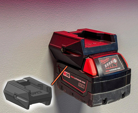 M18 Dual Battery Holder – Compatible with Milwaukee M18 Batteries | Secure, Wall-Mountable Organizer for Power Tool Batteries