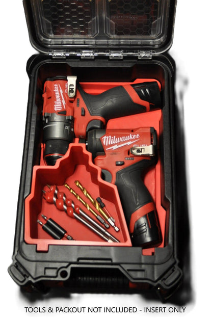 Milwaukee Packout Insert to suit M12 Fuel Drill and Impact Driver Combo Gen 3 – USA 3404-20 & 3453-20 / AUS/UK M12FPD3 M12FID3