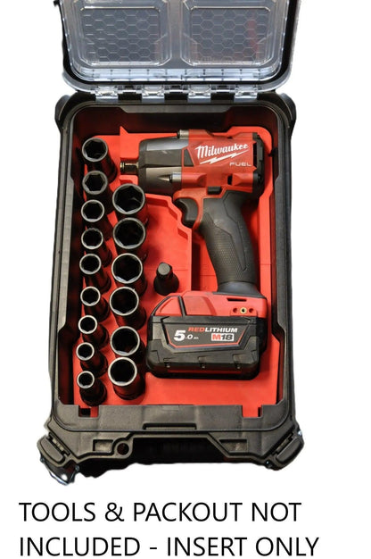 Milwaukee Packout Insert to suit M18 Fuel Mid-Torque Impact Wrench – USA 2962-20 / AUS/UK M18FIW2F12 - Fits 10-24mm sockets
