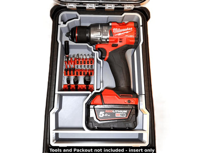 Milwaukee Packout Insert to suit M18 Fuel Drill Gen 3 or Gen 4 – USA 2804-20 2904-20 / AUS/UK M18FPD2 & M18FPD3