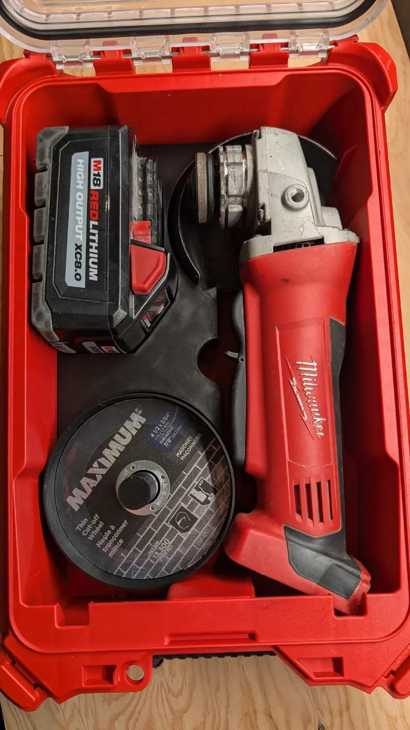 Milwaukee Packout Insert for M18 4.5" Grinder - Tool Box Organizer Accessory Compatible with 48228435 Case