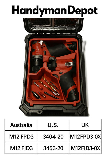 Milwaukee Packout Insert to suit M12 Fuel Drill and Impact Driver Combo Gen 3 – USA 3404-20 & 3453-20 / AUS/UK M12FPD3 M12FID3