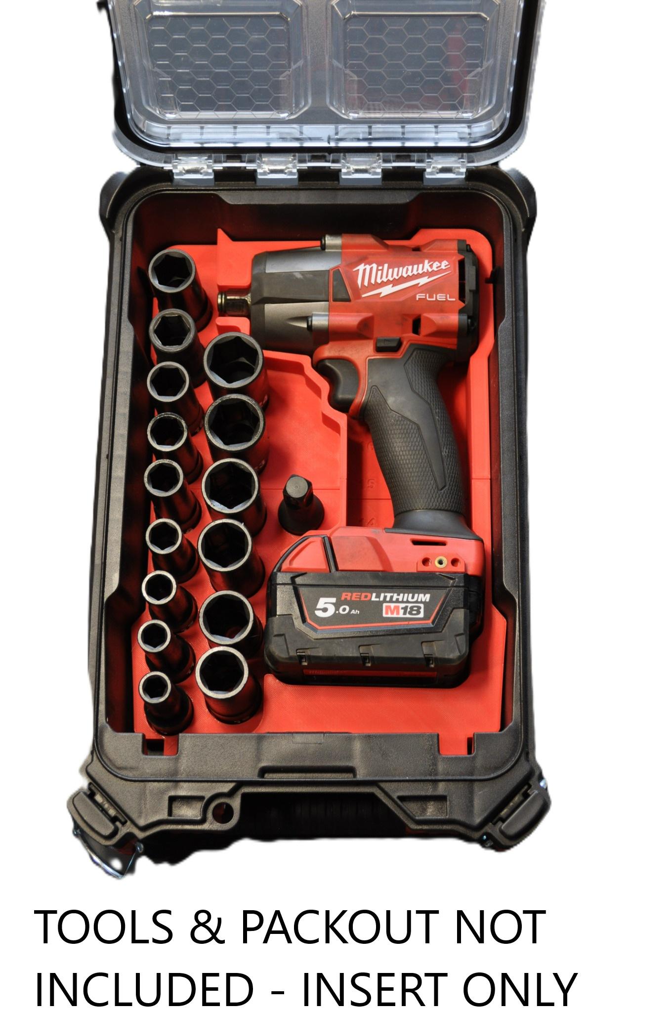 Milwaukee Packout Insert Bundle – M18 Gen 4 Combo + Mid Torque Impact Wrench & Socket Organizer | Fits 2904-20, 2953-20, 2962-20