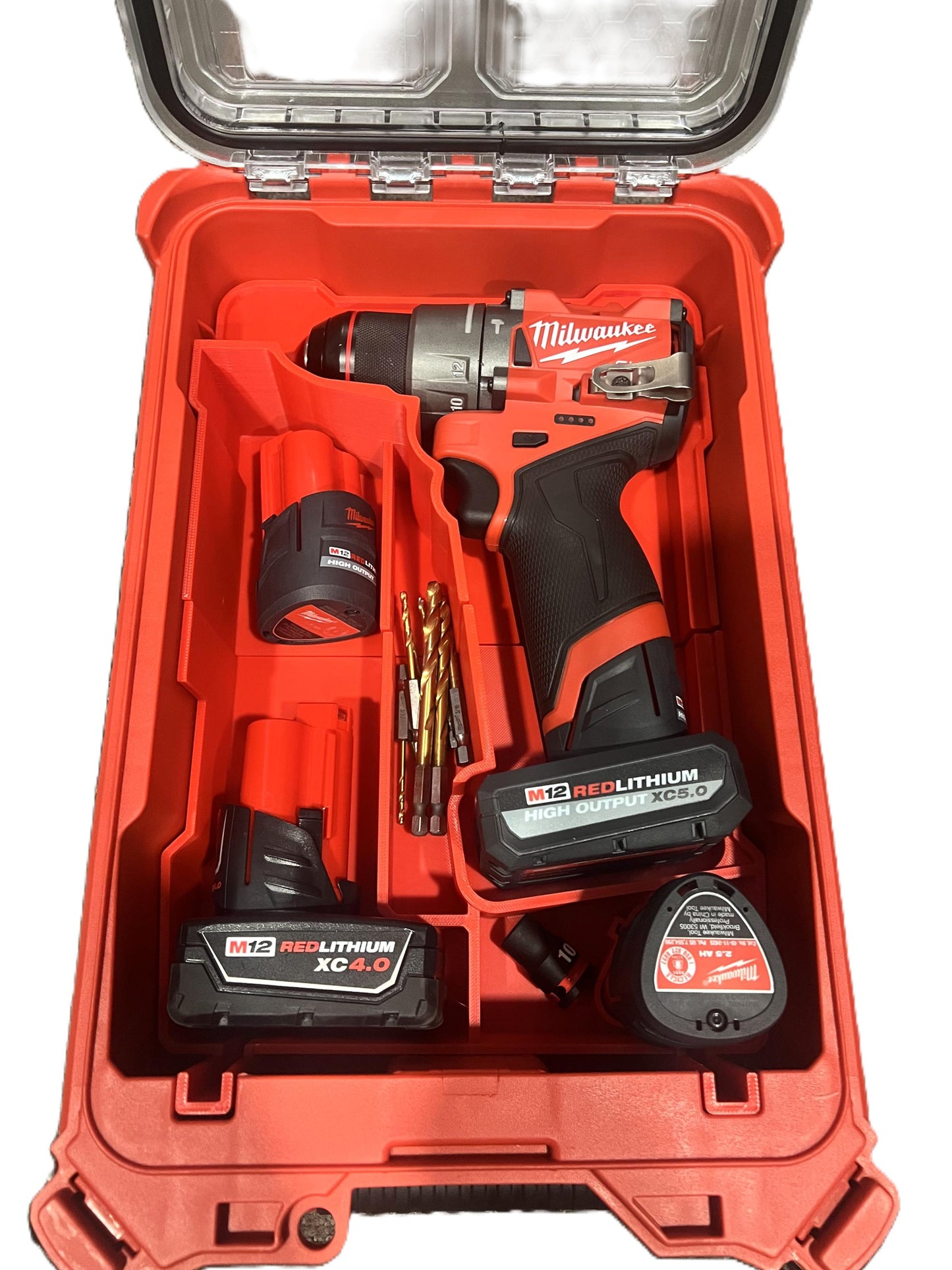 M12 Gen 3 Drill & Battery Organizer Insert | Fits 48228435 Packout | Aftermarket Storage Solution for Milwaukee Tools
