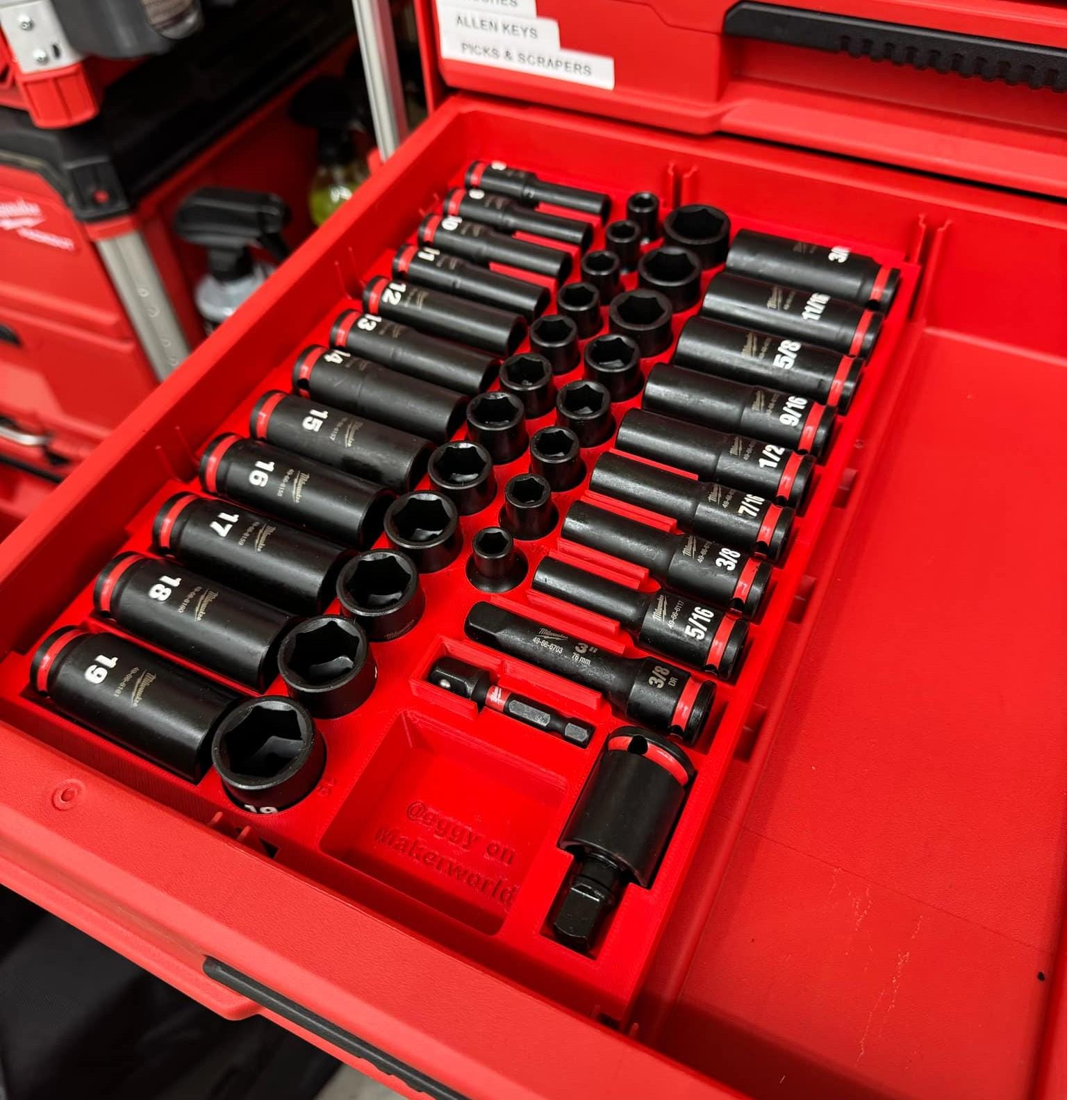 Milwaukee Packout Insert to Suit 43-Piece 3/8" Impact Socket Set – USA 48-22-9481 / AUS/UK 48-22-9481 – Fits 4-Drawer Packout