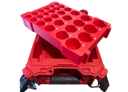 Packout Insert for Metric Deep Sockets (8–36 mm) – Compatible with Milwaukee 8435 Toolbox | 1/2" Drive Socket Tray Organizer