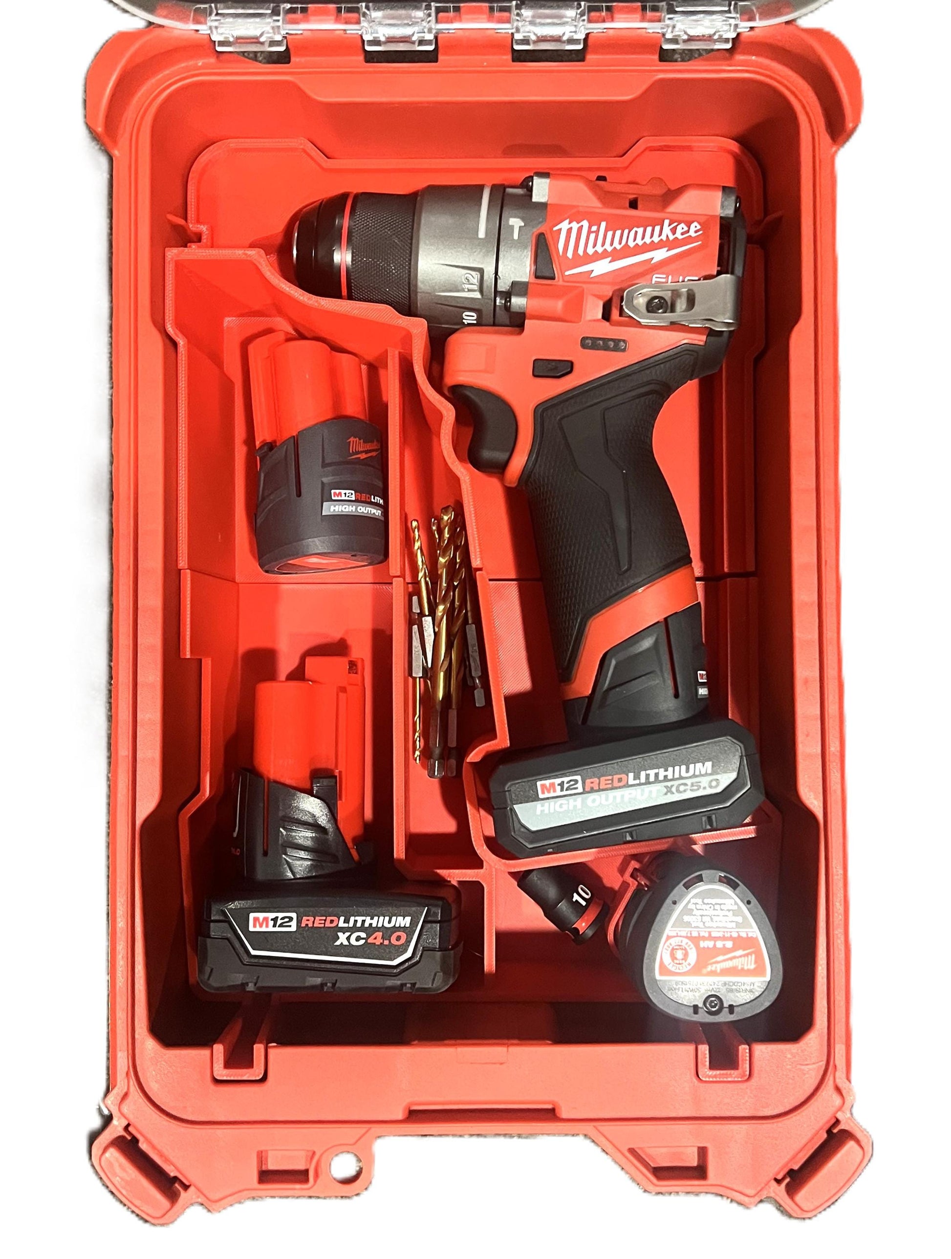 M12 Gen 3 Drill & Battery Organizer Insert | Fits 48228435 Packout | Aftermarket Storage Solution for Milwaukee Tools