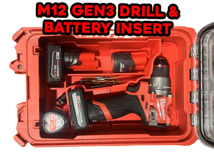 M12 Gen 3 Drill & Battery Organizer Insert | Fits 48228435 Packout | Aftermarket Storage Solution for Milwaukee Tools