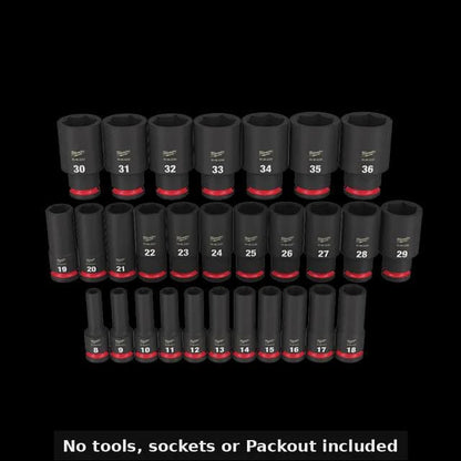 Packout Insert for Metric Deep Sockets (8–36 mm) – Compatible with Milwaukee 8435 Toolbox | 1/2" Drive Socket Tray Organizer
