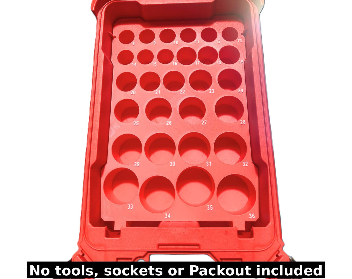 Packout Insert for Metric Deep Sockets (8–36 mm) – Compatible with Milwaukee 8435 Toolbox | 1/2" Drive Socket Tray Organizer