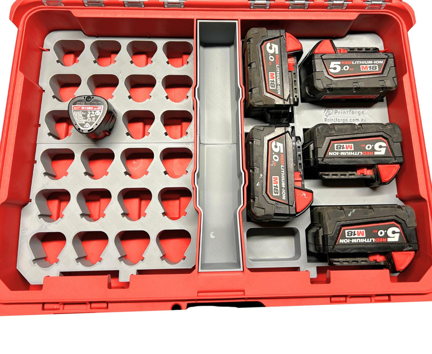 Packout Insert for 25x M18 and M12 Batteries – Fits 48228430 | M18 48-11-1850 and M18B5 | M12 48-11-2440, 2402, M12B4 and M12B2