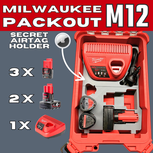 Packout Insert for M12 Charger and Batteries – Fits 48-22-8435 | 48-59-2401 / C12C Charger | 2440, 2402, M12B4 and M12B2 Batteries