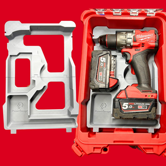 Packout Insert for M18FPD2 / 2804-20 Hammer Drill – Fits Milwaukee Packout 48228435 | Gen 3 Fuel Drill Tray Insert | PETG Organizer