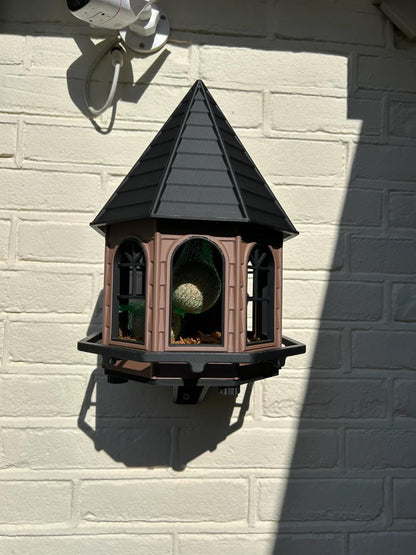 Classic Octagonal Bird Feeder House - Weatherproof PETG with Wall Mount Bracket - Made in Australia