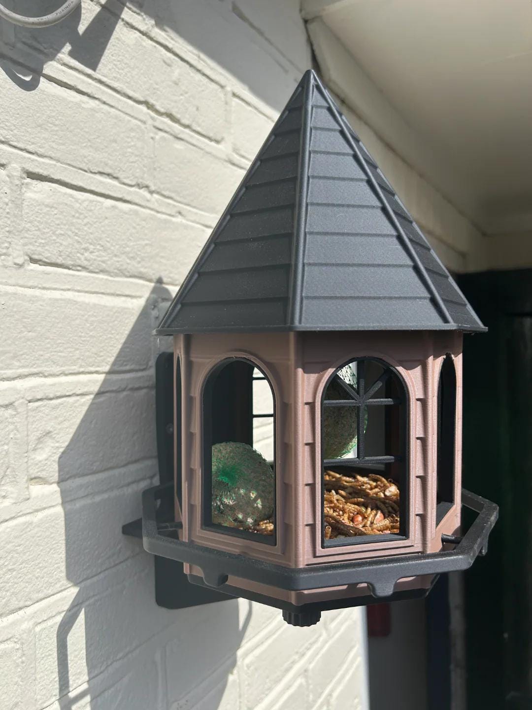Classic Octagonal Bird Feeder House - Weatherproof PETG with Wall Mount Bracket - Made in Australia