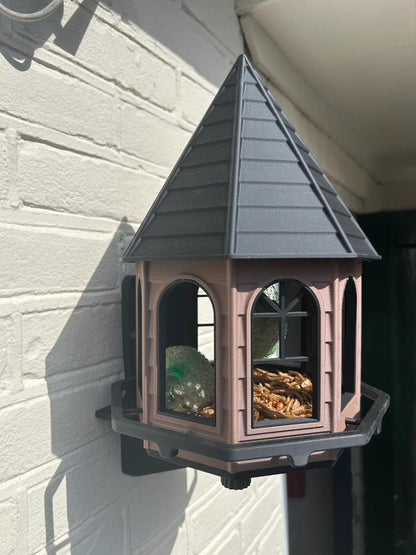 Classic Octagonal Bird Feeder House - Weatherproof PETG with Wall Mount Bracket - Made in Australia