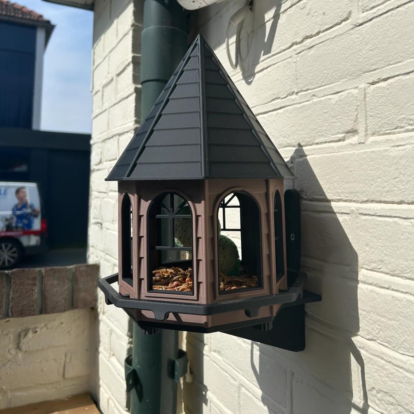 Classic Octagonal Bird Feeder House - Weatherproof PETG with Wall Mount Bracket - Made in Australia
