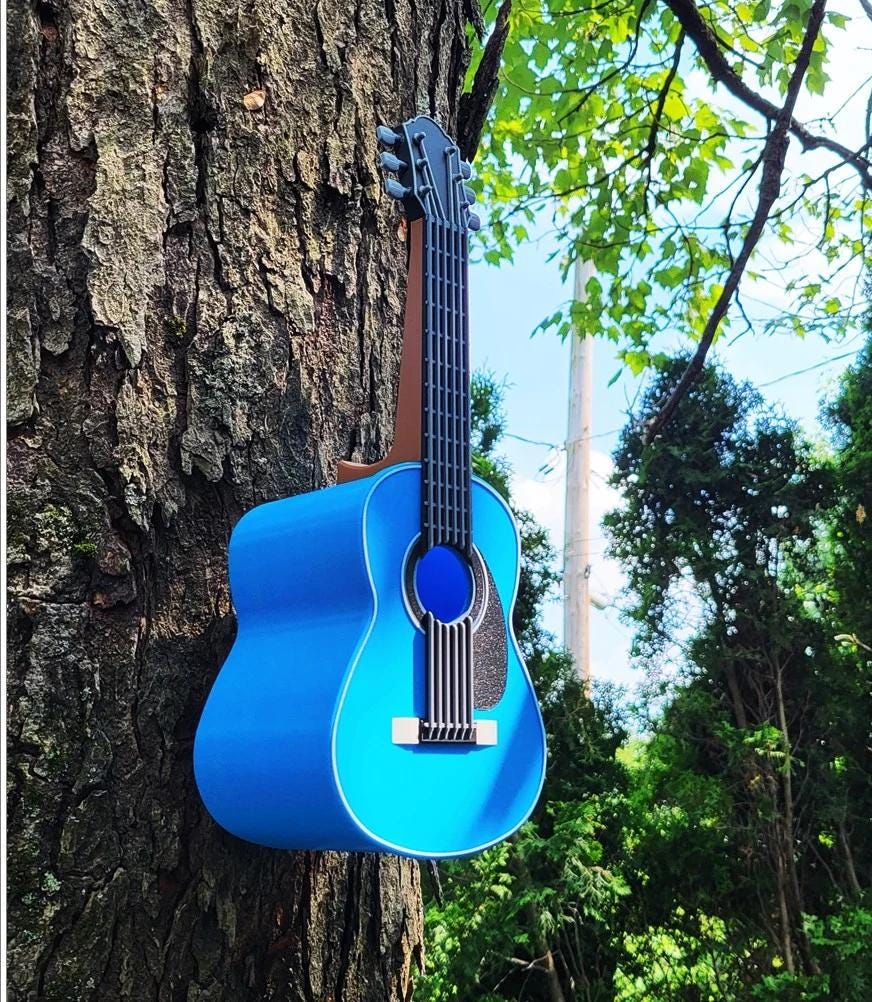 Classic Guitar Birdhouse | 13x10x25cm Music-Themed Garden Gift