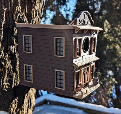 Wild West Saloon Birdhouse - 18 × 18 × 20 cm - Decorative Garden Bird House