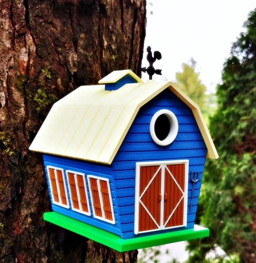 Rustic Barn Birdhouse | Whimsical Garden Decor Gift (13 x 16 x 16 cm)