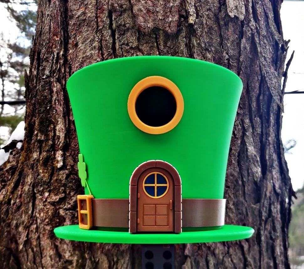 Leprechaun Hat Birdhouse | Whimsical St. Patrick's Day Garden Decor