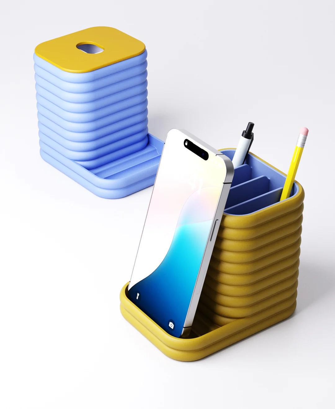 Phone Holder Desk Organiser - Complete Set with 3 Inserts | Modern Workspace Storage