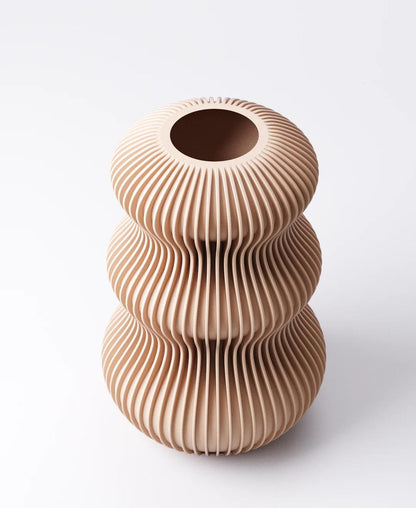 Fin Vase - Wavy Ribbed Design | 12×12×18 cm
