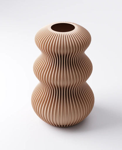 Fin Vase - Wavy Ribbed Design | 12×12×18 cm
