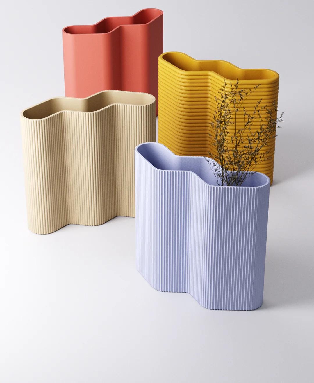 Zigzag Vase - Wave Texture | 16×5.5×15 cm | Dried Flowers