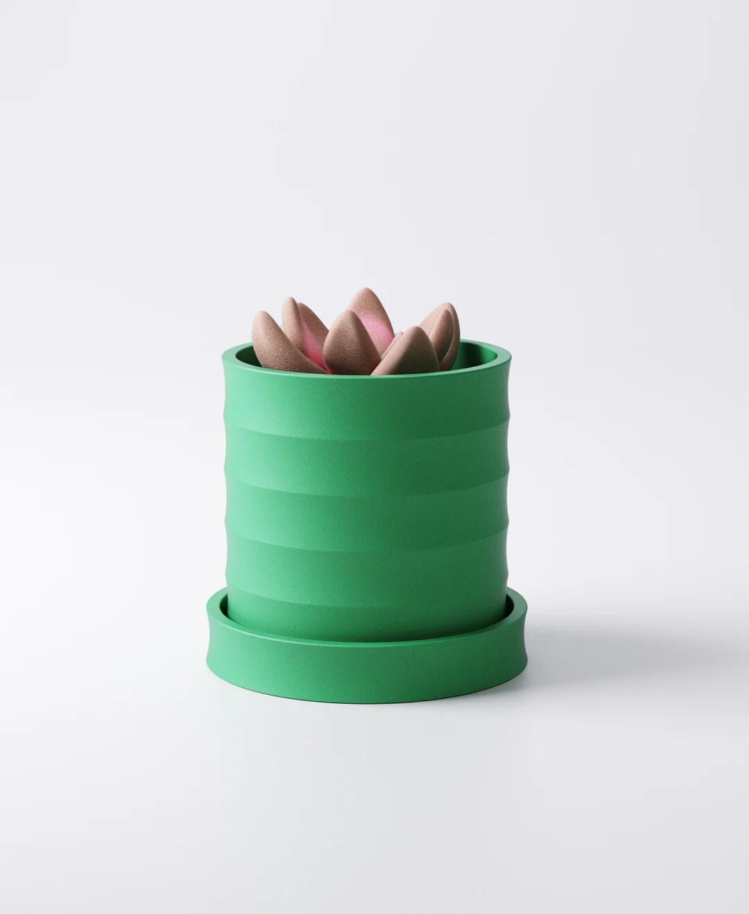 Ripple Planter Set of 3 with Drip Trays - Flowing Sculptural Indoor Plant Pots | Modern Design Harmony