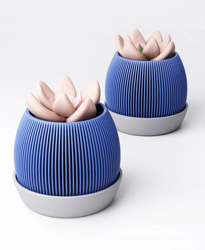 Fin Planter Type 2 with Drip Tray | 10 x 10 x 8 cm