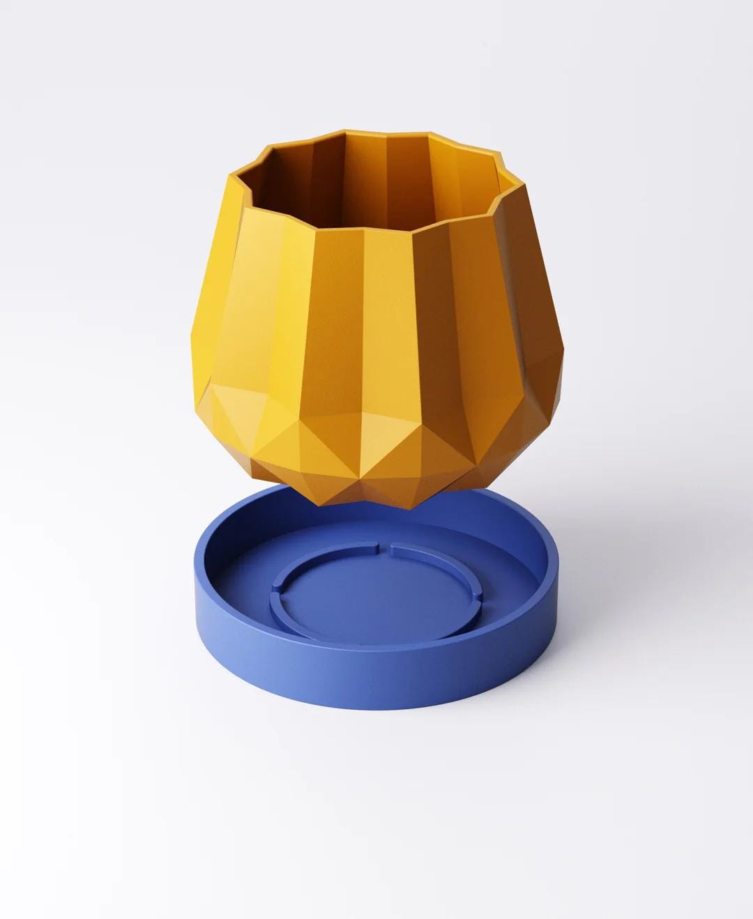Crown Planter with Drip Tray - Bold Faceted Indoor Plant Pot | Statement Modern Accent